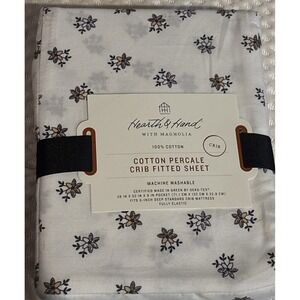 Target Hearth & Hand With Magnolia Floral White Flowers Baby Crib Fitted Sheet